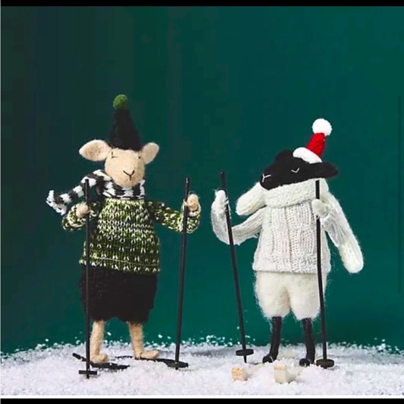 Anthropology Sking Sheep Christmas tree Felt ornament - Picture 1 of 5